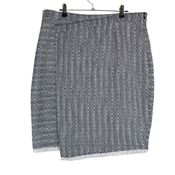 Brooks Brothers Womens Faux Wrap Pencil Skirt Size 12 Modern Tweed Frayed Hem - Picture 1 of 9